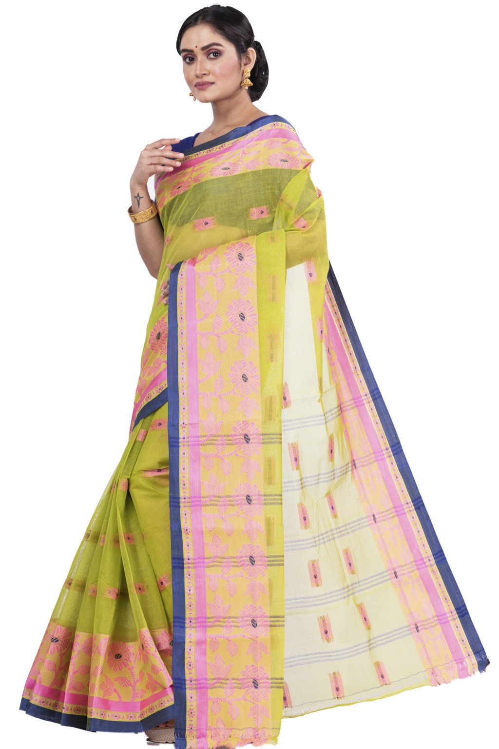 Green Pure Cotton Fultop_Tant Tant Saree (851)